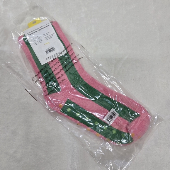 Grip Socks Pink & Green Stripe Polka Dot Size  Women's 6-10 New Gift Novelty - Picture 4 of 5